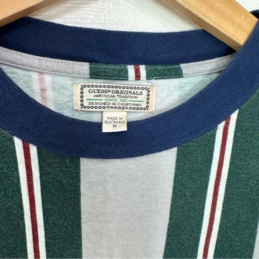 Guess Originals Mens Striped Short Sleeve T-Shirt‎ Grey Green M0GI1VRA281 Size M - Picture 5 of 5
